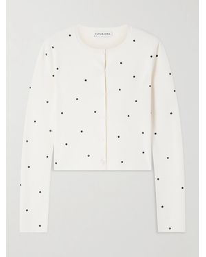 Altuzarra Dorrie Cropped Crystal-Embellished Knitted Cardigan - Natural