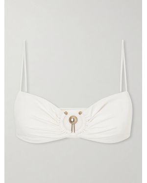 Christopher Esber Ruched Orbit Embellished Bikini Top - White