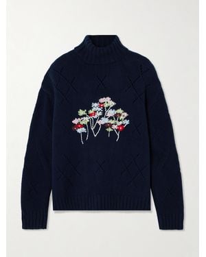 BERNADETTE Sharon Pullover Aus Einer Wollmischung Mit Stehkragen Und Pointelle-Strickdetails - Blau