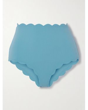 Marysia Swim Santa Monica Bikini-Höschen Aus Seersucker Mit Wellenkanten - Blau