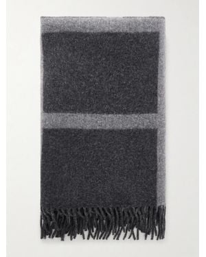 TOTEME Monogram Fringed Brushed-Wool Scarf - Grey