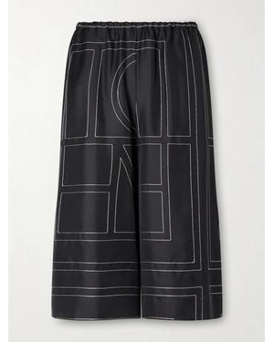 TOTEME Embroidered Silk Shorts - Black