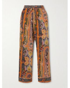 Isabel Marant Sydna Printed Silk-Voile Wide-Leg Pants - Orange