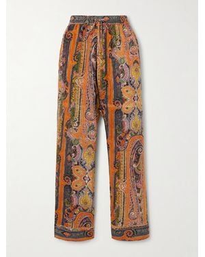 Isabel Marant Sydna Hose Mit Weitem Bein Aus Bedrucktem Seiden-Voile - Orange