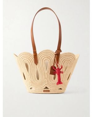 Aquazzura Artiste Medium Leather-Trimmed Raffia Tote - Natural