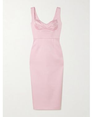 Rebecca Vallance Aymee Gathered Satin-Twill Midi Dress - Pink