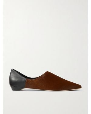 Jamie Haller Collapsible-Heel Leather And Calf Hair Mules - Braun