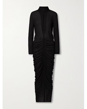 Givenchy Cutout Ruched Stretch-Crepe Turtleneck Gown - Black