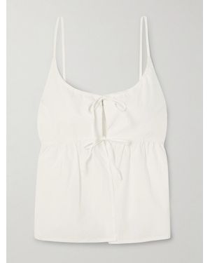 Deiji Studios Tie-Detailed Organic Cotton-Poplin Top - Natural