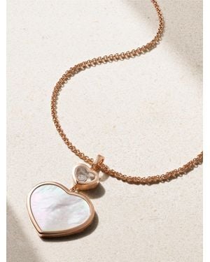 Chopard Happy Hearts 18-Karat Rose, Mother-Of-Pearl And Diamond Necklace - Natural
