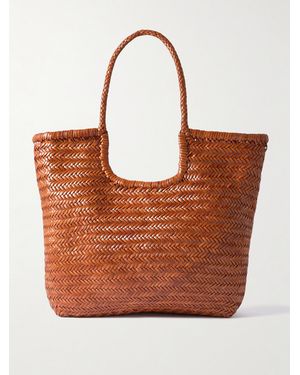 Dragon Diffusion Ns Diagonal Triple Jump Woven Leather Tote - Brown