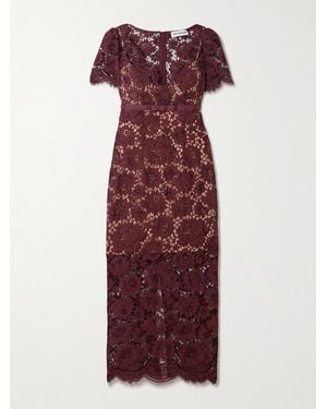 Self-Portrait Bow-Detailed Floral Lace Midi Dress - Purple