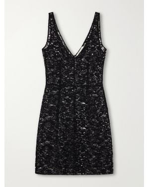 Colleen Allen Floral Cotton-Blend Lace Mini Dress - Black