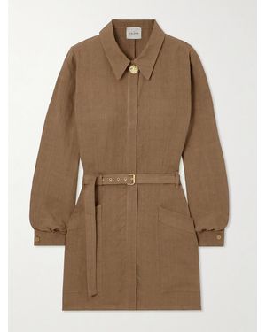LeKasha Awland Belted Linen Mini Dress - Natural