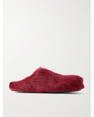 Marni Fussbett Calf Hair Clogs - Red