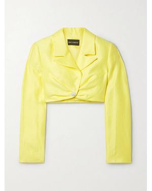 Rasario Cropped Crystal-Embellished Linen-Blend Blazer - Yellow