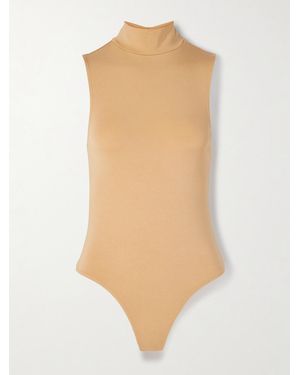 The Park Joyce Stretch-Tencel Lyocell Turtleneck Thong Bodysuit - White