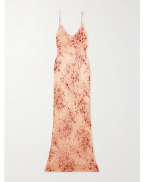 Rosamosario Midsummer Breeze Draped Floral-Print Silk-Chiffon Maxi Dress - Pink