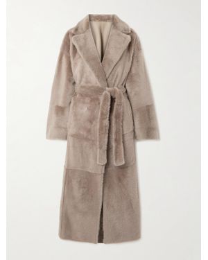 Brunello Cucinelli Mantel Aus Shearling Mit Bindegürtel - Natur