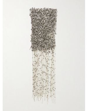 Dries Van Noten Schal Mit Fransen, Zierperlen Und Verzierungen - Weiß