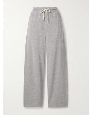 The Elder Statesman Daily Cotton And Cashmere-Blend Wide-Leg Track Pants - Gray