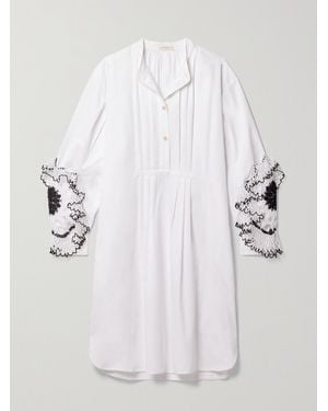 DIOTIMA Desmond Crochet-Trimmed Cotton-Twill Dress - White