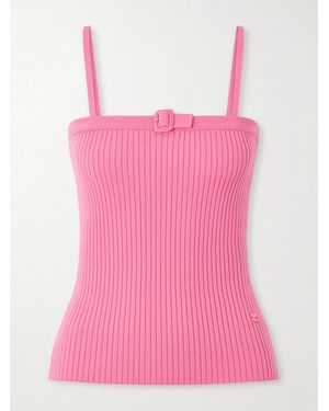 Courreges Buckled Ribbed-Knit Tank - Pink