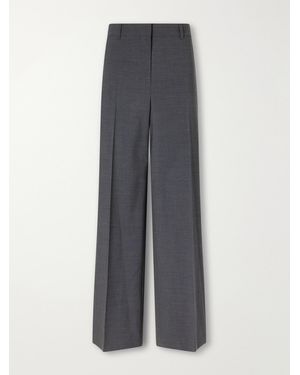 Theory Stretch-Wool Straight-Leg Pants - Gray