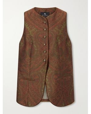 Etro Paisley Crepe-Jacquard Vest - Brown