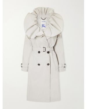 Burberry Clare Belted Gabardine Trench Coat - White