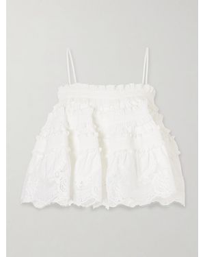 Zimmermann Strapless Lace-Trimmed Cotton Top - White