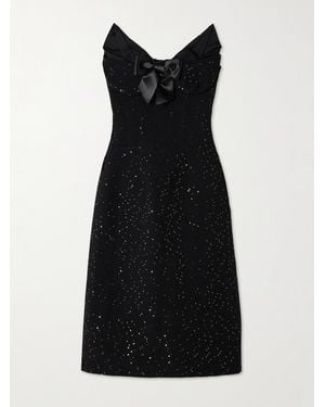 ShuShu/Tong Strapless Satin And Faille-Trimmed Sequined Wool-Blend Midi Dress - Black