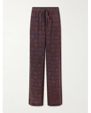 Matteau Printed Silk-Crepe De Chine Straight-Leg Trousers - Purple