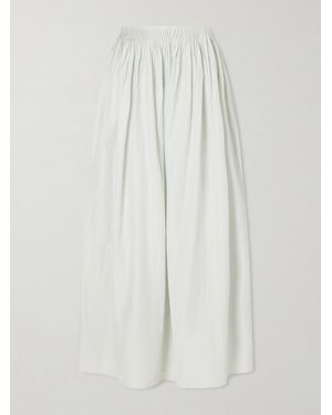 Loulou de Saison Naya Gathered Cotton And Silk-Blend Maxi Skirt - White