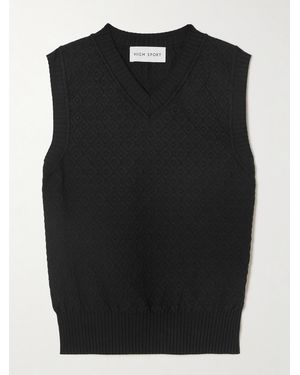 High Sport Anetta Jacquard-Knit Stretch-Cotton Top - Black