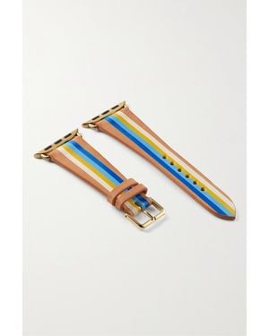 La Californienne Striped Leather Watch Strap - Blue