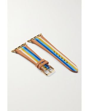 La Californienne Striped Leather Watch Strap - White