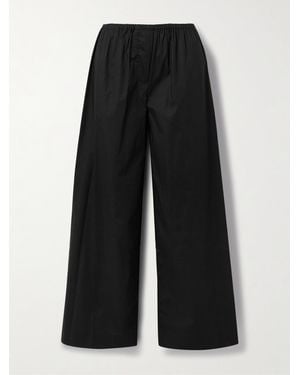 STAUD Bonfire Cotton-Blend Poplin Wide-Leg Trousers - Black