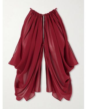 Aflalo Reysa Ruched Silk-Crepe Top - Red