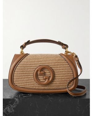Gucci Blondie Leather And Jute Shoulder Bag - Brown