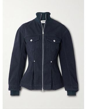 Jean Paul Gaultier Ribbed Knit-Trimmed Denim Jacket - Blue
