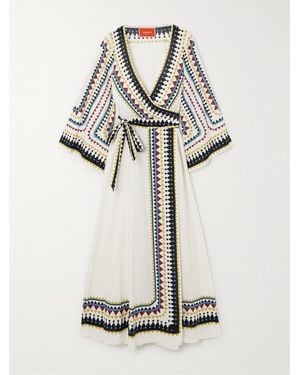 La DoubleJ Maxi-Wickelkleid Aus Baumwolle Mit Print - Weiß