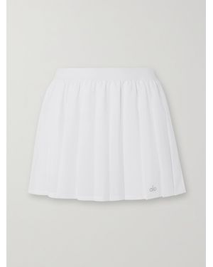 Alo Yoga Varsity Pleated Stretch-Jersey Tennis Skirt - White