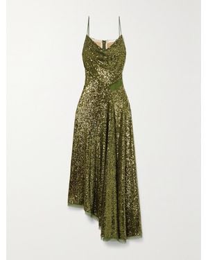 Jason Wu Asymmetric Sequined Chiffon Maxi Dress - Green