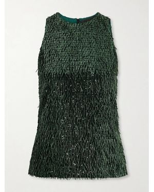 Dima Ayad Sequin-Embellished Jersey Blouse - Green