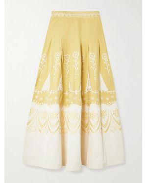 Emporio Sirenuse Amelianna Maxirock Aus Baumwolle Mit Stickereien - Gelb