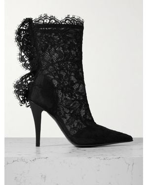 McQueen Heron Stiefel Aus Spitze - Schwarz