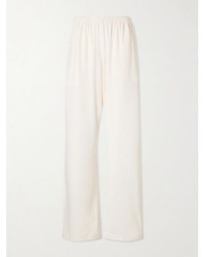 Wardrobe NYC Cotton Pajama Wide-Leg Pants - White