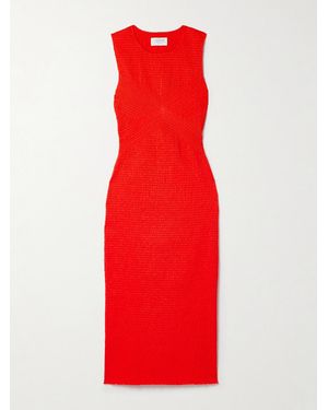 La Ligne Shirred Cotton-Twill Midi Dress