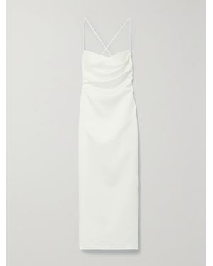 Rasario Lace-Up Duchesse-Satin Midi Dress - White